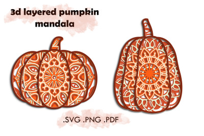 3d Pumpkin Mandala svg - Layered 3d Mandala