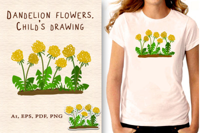 Dandelions. Child&#039;s drawing