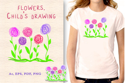 Children&#039;s drawing FLOWERS