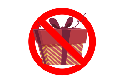 Prohibit icon, no gift and surprise, prohibitory symbol