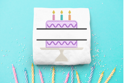 Birthday Cake on Cake Stand Split | Applique Embroidery