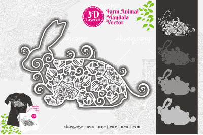 Farm Animal Mandala SVG 3D Layered #1