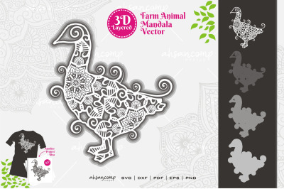 Farm Animal Mandala SVG 3D Layered #5