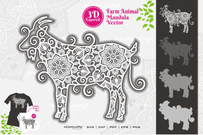 Farm Animal Mandala SVG 3D Layered #6