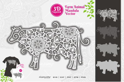 Farm Animal Mandala SVG 3D Layered #12