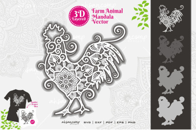 Farm Animal Mandala SVG 3D Layered #14