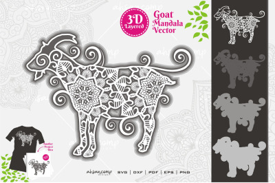 Goat Mandala Vector SVG 3D Layered #7