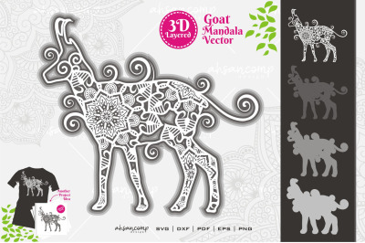 Goat Mandala Vector SVG 3D Layered #10