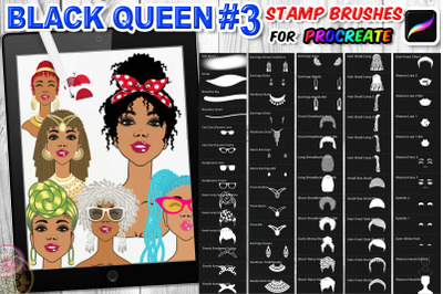 Black Queen #3 Stamp Brush for Procreate, Braided Bun, Dreadlocks
