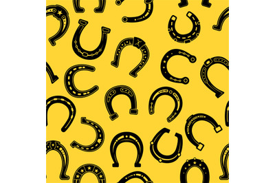 Horse shoes pattern. Hoof black symbols blacksmith elements graphic te