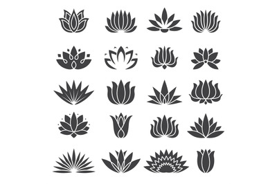 Lotus icon. Botanical logo for beauty salon tropical plants vector sty