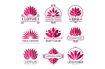 Lotus logotype. Nature botanical graphic symbols flowers for beauty sp