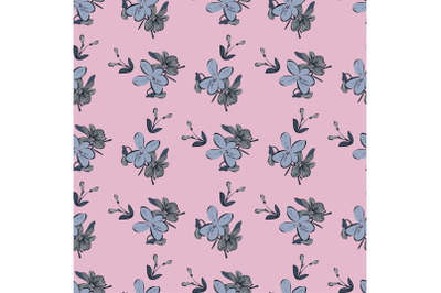 Meadow flowers drawing, bloom in grey color. Floral seamless pattern.