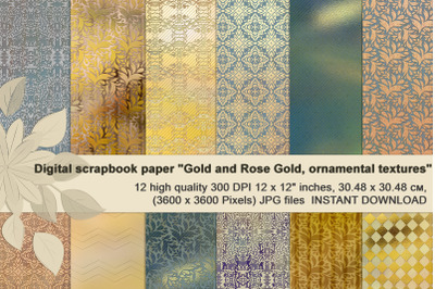 Gold and Rose Gold Brilliant digital textures.