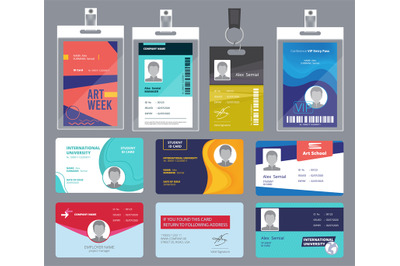 Personal card id. Male or female passport or badges personal office ma