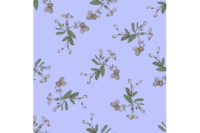 Drawing meadow bloom flowers. Floral seamless pattern print. Nature ab