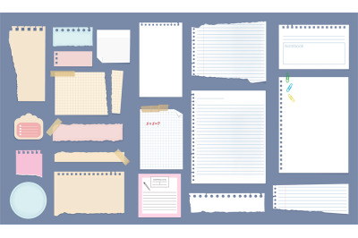 Paper notes. Copybook linear pages lists of notebooks different sizes