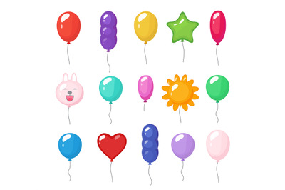 Cartoon balloons. Festive entertainment bright reflections colored ite