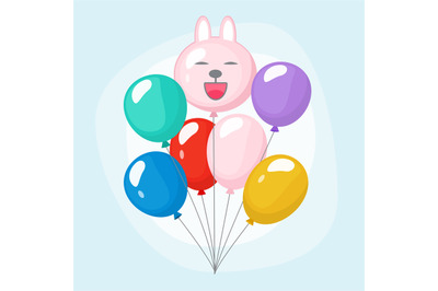 Bundle balloons. Colorful joyful bunch of party air balloons vector ca