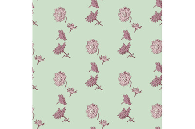 Drawing bloom Chrysanthemum flowers. Floral seamless pattern print. Na