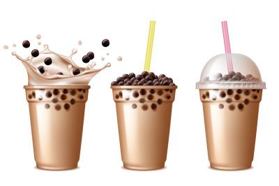 Bubble tea drink. Cold tea with milk delicious beverage drinking produ