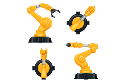 Robotic arms. Industrial machinery factory mechanic hydraulic crane fo