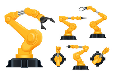 Industrial hands. Factory automatically robots for manufacturing proce