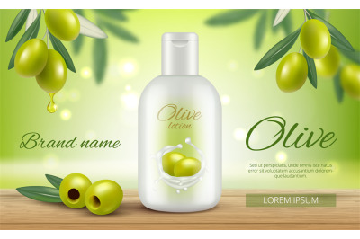 Olive cosmetics. Promotional banners beauty woman natural face skin ca