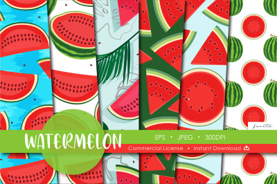 Watermelon Fruit Seamless Pattern Background
