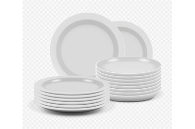 Stack plates. Kitchenware ceramic dishes for cooking mockup plates and