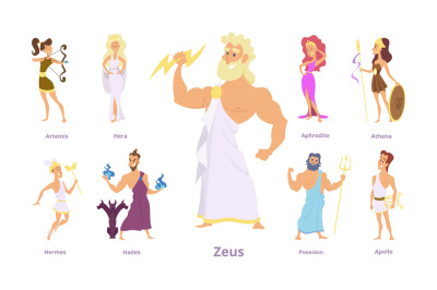 Greek gods. Ancient religion, greece history. Zeus, athena, poseidon c
