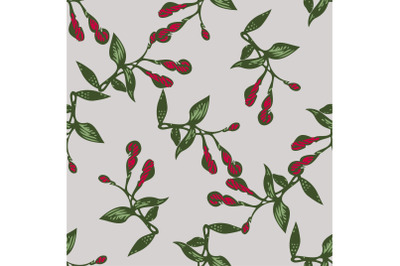 Drawing buds flowers Fuchsia. Beautiful floral seamless pattern print.