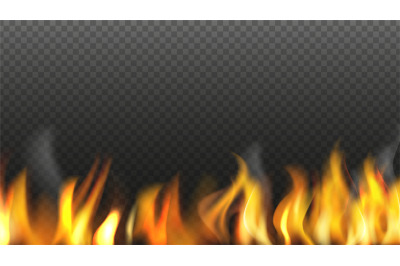 Realistic fire background. Flame isolated on transparent background. B
