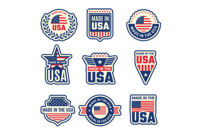 Made in usa. National authentic labels or badges stamps with american