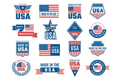 Made in usa logo. Label for patriot american flag and special symbols