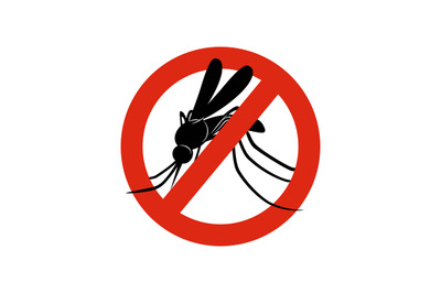 Mosquito sign. Attention symbols insects in red circle poison for mosq