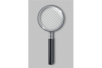 Magnifying glass. Zoom realistic symbols vector detective item