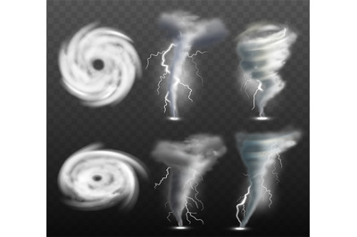 Weather tornado. Water cyclonic storm nature power vector realistic to