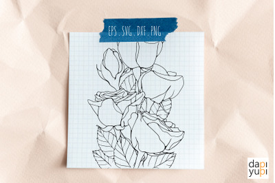 Rose Flower Line Art Graphic