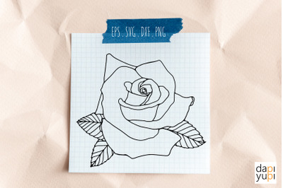 Flower SVG Cut File Rose Line Art