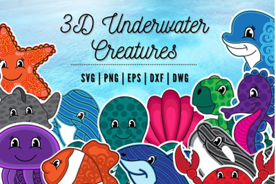 3D Underwater Creatures SVG Bundle