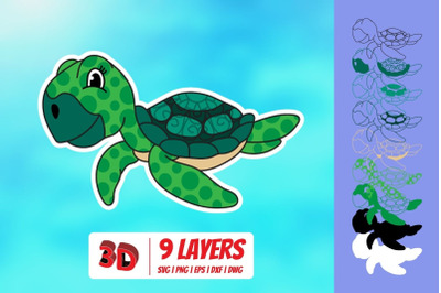 3D Sea turtle SVG