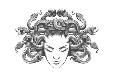 Medusa Drawn in Tattoo Style