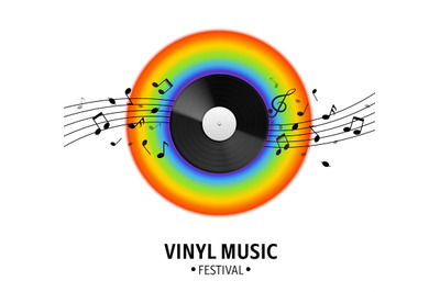 Vinyl record. Realistic musical retro disk, vintage singles record, ra