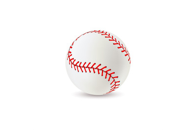 Baseball ball. Realistic sport equipment for game, white leather with