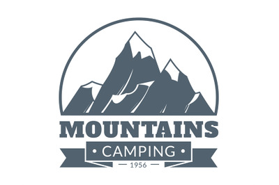 Mountain emblem. Mountains camping and adventure tourism vintage logo,