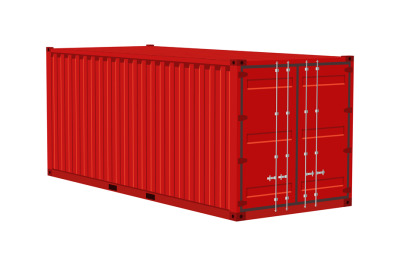 Red cargo container. Transportation delivery freight, realistic angle