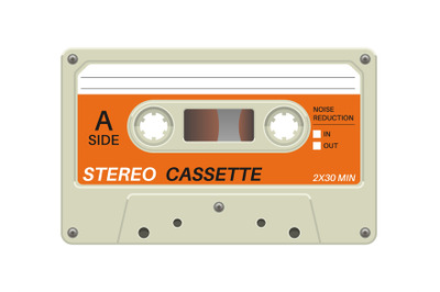 Retro cassette. Audio equipment for analog music records. Blank stereo