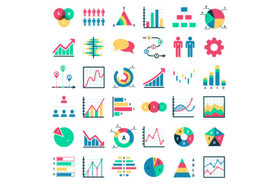 Business data charts. Financial marketing diagrams, graphical schemes