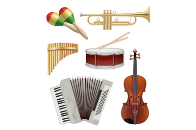 Music instruments. Audio items collection for pop or rock jazz music b